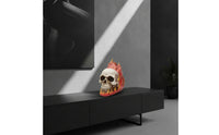 Three-Dimensional Skull with Flame Outer Form Gothic Skull Figurine Indoor Collectible for Tabletop
