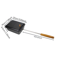 Multi-Functional Long Handle Campfire Pan Portable Rectangular Camping Cooker for Campers, Picnic, Barbecue