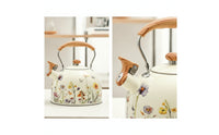 Stainless Steel Stovetop Whistling Kettle Botanical Whistling Tea Kettle Heat-Resistant Stay-Cool for Kitchen