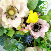 Seasonal Door Wreath for Front Door, Faux Silk Multicolored Floral Wreath for Home Decor, Molded Fabric & Wood