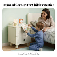 Modern Design 2-Drawer Bedside Chest 0 Formaldehyde Added Bedroom Furniture Rounded Corners Nightstand Spacious Storage for Children, Families, Homeowners, Guest Room, Nursery