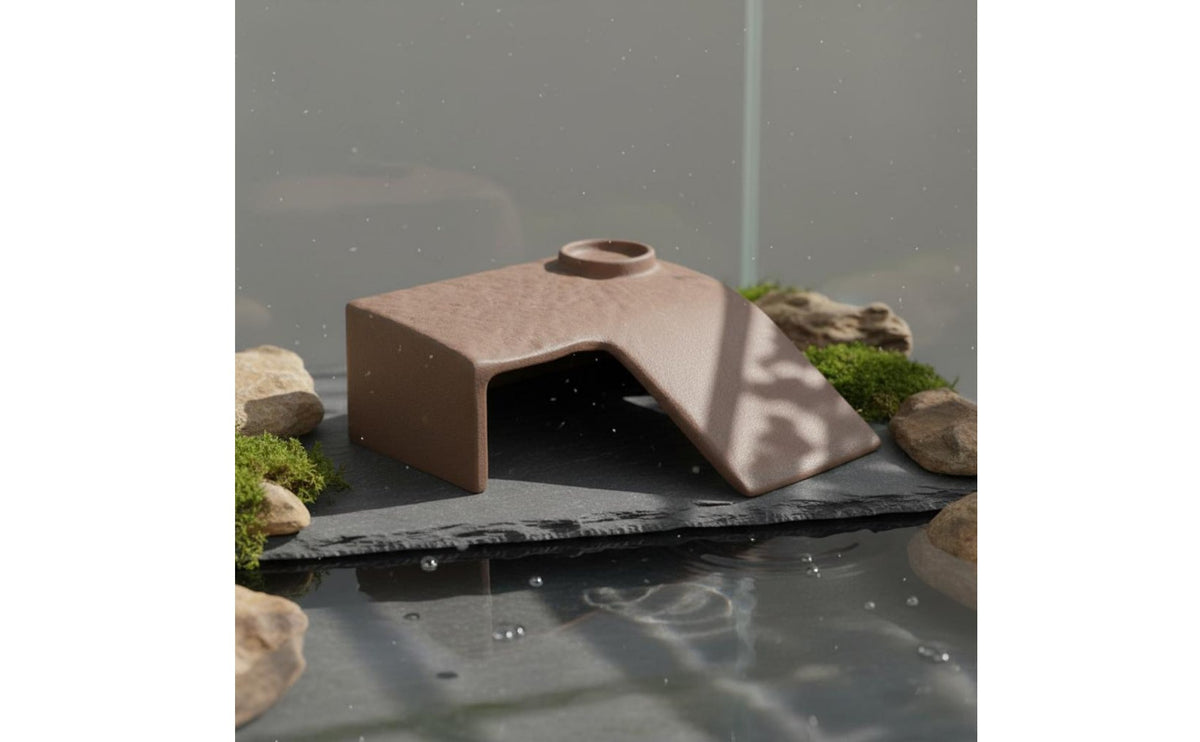 Basking Cave Perch Easy to Climb Ceramic Turtle Ramp Heavy and Stable Animal Habitat Decor for Aquarium