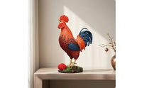 Cockerel Figurine Cockerel Statue Multicolor for Homeowners, Collectors, Home Decor, Display Cabinet, Housewarming