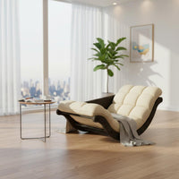 S-Curve Support Banana Shaped Lounge Chair Integrated Footrest Modern Rocking Lounger Sturdy Frame Modern Chaise Lounge Rocker Breathable Upholstery for Reading Nook