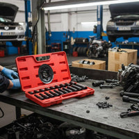 19 Pieces 6 Point Design External Torx Hex Socket Set High Rotational Force 1/2 Drive Heavy-Duty Socket Set Cr-V Steel for Mechanics