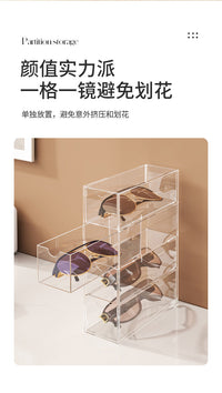 Transparent Dustproof Multi-Grid Acrylic Sunglasses Storage Display Box