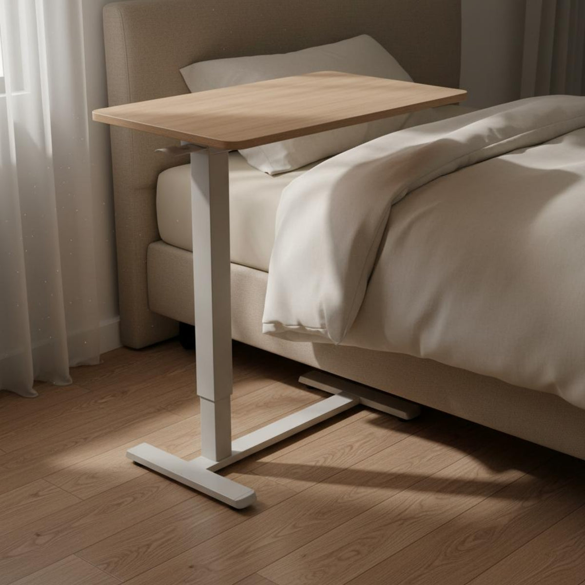 Portable Single Side Lift Table Sturdy Adjustable Bed Table Easy Assembly Home Furniture Scratch-Resistant for Small Room
