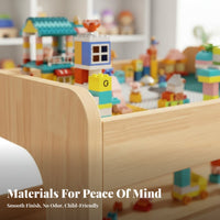Wooden Construction Block Table Solid Wood Construction Block Table Rounded Corners Convertible Activity Desk for Young Children, Parents, Daycare