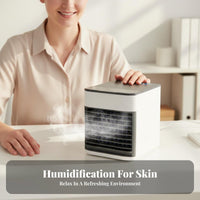 Humidifier Function Portable Air Conditioner Fan 3 Speed Settings USB Personal Air Cooler Quiet Operation for Office, Dorm Room, Car