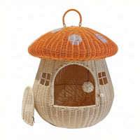 Spore-Themed Pet Shelter House Enclosed woven Pet House Dome-Shaped Feline Hideaway for Indoor