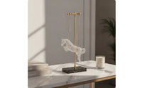 Horse Statue with Black Marble Base Horse Figurine Minimalist Decor for Living Room