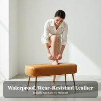 High-Resilience Foam Shoe Changing Stool Versatile Multi-Purpose Tufted End of Bed Bench Sturdy & Long-Lasting Metal Leg Bed End Bench Wear-Resistant for Shop Owners, Interior Decorators, Fitting Room, Walk-in Closet, Bedroom, Window Nook