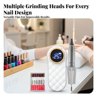 Portable Electric Powered Cuticle Tool Adjustable Speed Portable Nail Forward & Backward Rotation USB-Charged Electronic Filing Tool Set for Women