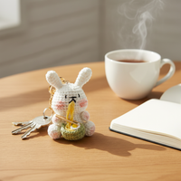 Hand-Knitted Noodle Rabbit/Bear Plush Keychain Charm