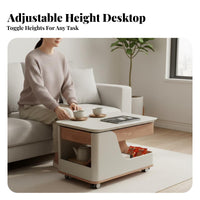 Space-Saving Design Foldable Tea Trolley Mobile on rollers Side Table Lockable Casters Serving Cart Extendable surface for Small Apartment Dwellers, Homeowners, Entertainers, Living Room, Beside Sofa, Home Office