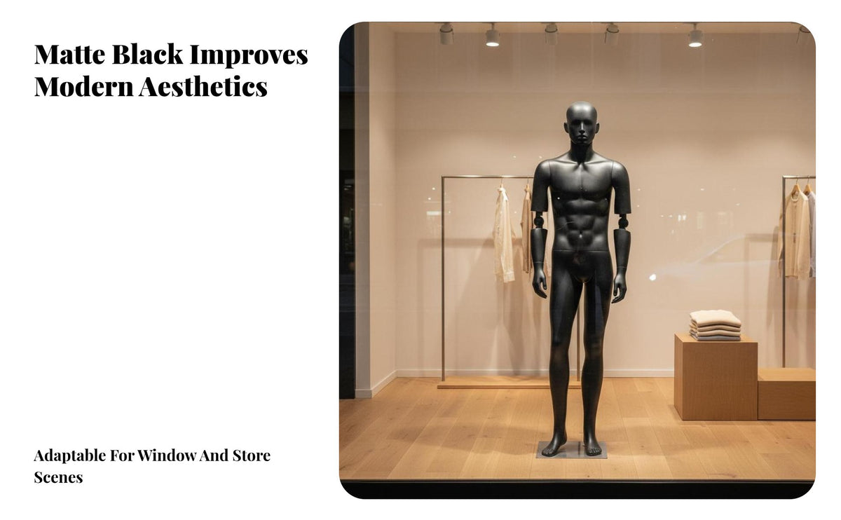 Full Body Male Mannequin Modern Design Matte Black Display Mannequin Realistic Proportions men's Clothing Display Stand for Window Displays, Showrooms