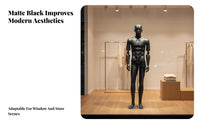 Full Body Male Mannequin Modern Design Matte Black Display Mannequin Realistic Proportions men's Clothing Display Stand for Window Displays, Showrooms