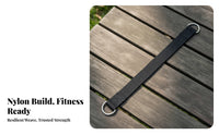 Exercise Gear Black Connector Strap Double D-Loop Woven Hanging Strap Heavy Duty Metal Rings for Bodyweight Training