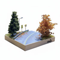 1:64 Scale Autumn Road Diorama Handmade Miniature Autumn Street Scene Realistic Details Hobby Supply for Desktop