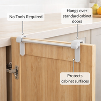 Bedroom & Kitchen Towel Rail, Stainless Steel Over the Door Bar for Students, No-Drill Hanger for Cabinet Storage, Drying Rack
