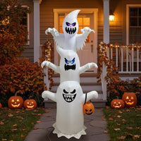 Stacked Ghost Stack with Pumpkin Container Self-Inflating Ghost Inflatable with Candy Container Lighted Inflatable Decoration Tall for Families
