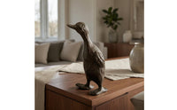 Rustic Metal Cast Iron Duck Textured Tabletop Duck Decor Standing Flat Base for Shelf