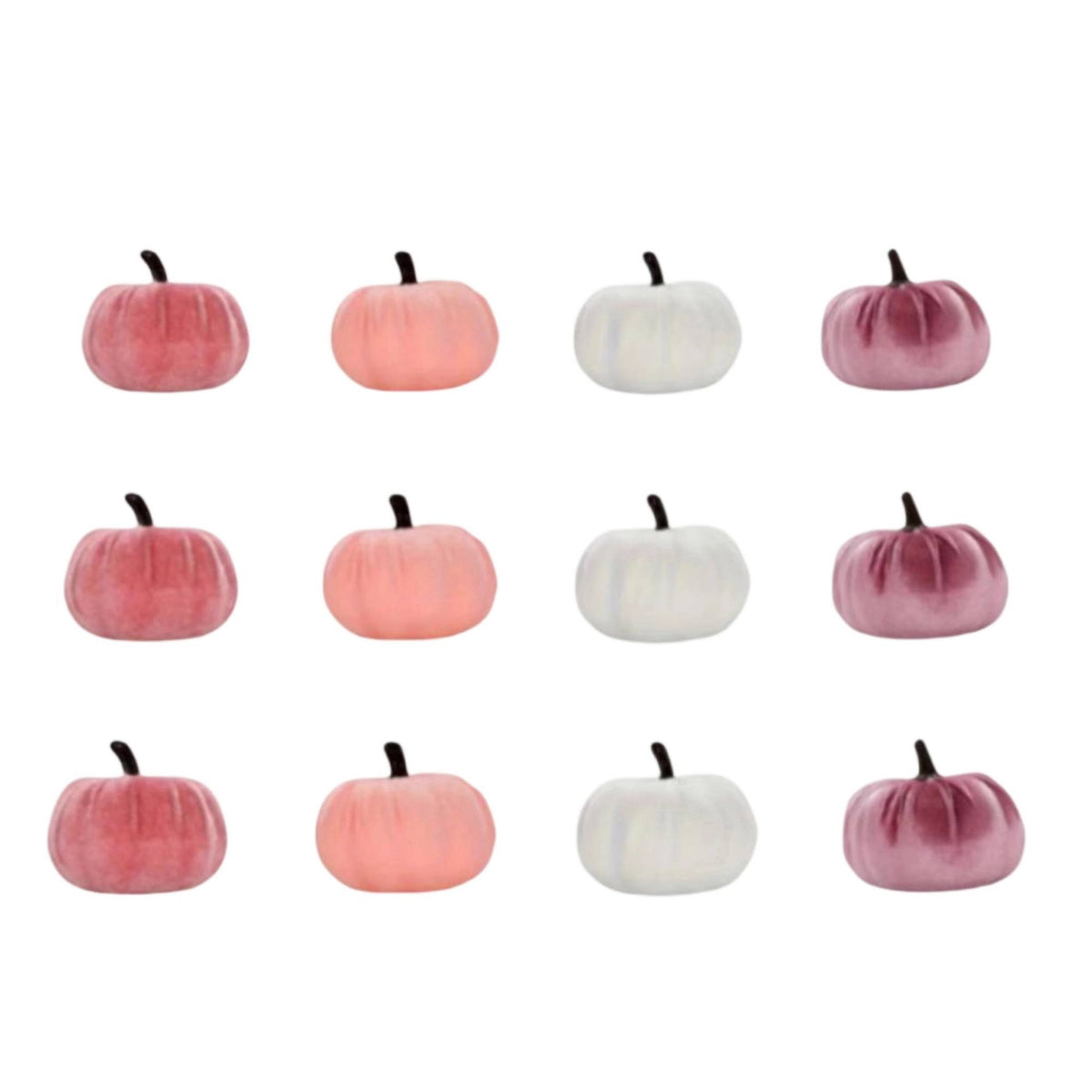 12 Pieces Velvet Pumpkins Thanksgiving Textile Pumpkins Soft Ornaments for Halloween