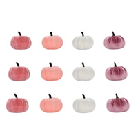 12 Pieces Velvet Pumpkins Thanksgiving Textile Pumpkins Soft Ornaments for Halloween