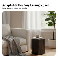 Hardwood Wood Block-Like Table Nordic Design Stool Minimalist Decorative Quality Rustic Character for Art Lovers, Bedroom