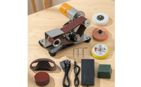 Compact Belt Sander with Polishing Wheel Versatile Benchtop Belt Grinder Stable Grinder Long-Lasting for Woodworking
