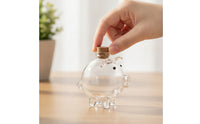 Glass Piggy Bank Mini Pig Jar with Cork Stopper Clear Currency Box with Stopper Cute for Children, Collectors, Desk, Shelf, Nightstand