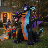 Two-Headed Dragon Inflatable Halloween Inflatable Dragon Easy Setup Decoration for Lawn, Porch