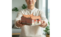 Souvenir Gift Swallowtail Roof Building Model Includes LED Lights Chinese Traditional House Model STEM Toy for Hobbyists, Teens