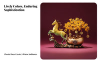 Housewarming Gift Horse and Wealth Tree Statue Good Luck Symbol Feng Shui Horse Ornament Exquisite Craftsmanship for New Homeowners