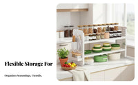 Space-Saving Design Multi-Tier Rack with Pegboard Sturdy Construction 3-Tier Seasoning Organizer Easy to Assemble Countertop Shelf DIY Assembly for Homeowners, Office Workers, Kitchen, Cabinet, Coffee Station, Bathroom