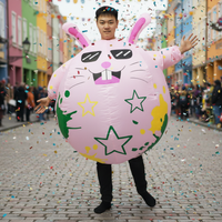 Easter Bunny Inflatable Costume Fan-Powered Inflation Easter Bunny Inflatable Outfit Powered Operated Inflatable Bunny Costume for Men, Women, Festivals