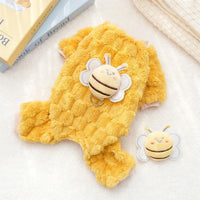Dog Bee Costume, Four-Legged Clothing with Feathers and Antennae, Thickened Polyester Winter Warm Apparel for Small and Medium Dogs, 141 characters