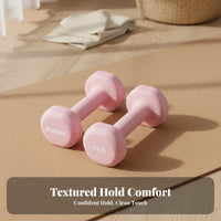 2 Pieces Compact Design Dumbbell Pair Comfortable Grip Solid Cast Iron Dumbbell Non-Slip Vinyl Coated Dumbbells Floor Friendly for Women, Teenagers, Beginners, Home Gym, Full Body Workout
