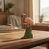 Flamingo Figurine Standing Flamingo Figurine with Base Animal Sculpture Pink Ornament Miniature for Collectors, Shelf, Desk