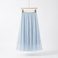 Skirt for Girls and Women with High Waist Design, Elegant Pleated Midi for in Breathable Mesh Material for Summer Wear