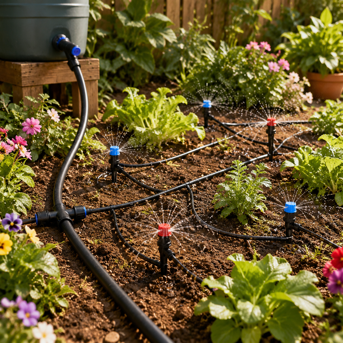 Drip Irrigation System, Automatic Garden Irrigation 15+60m Hose, Plant Waterer for Greenhouse, Easy Installation