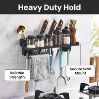 Cabinet Organizer and Metal Spice Rack for Kitchen Shelves, Wall Mounted Seasoning Made of Space Aluminium for Home Cooks