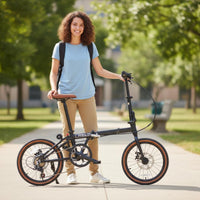 Folding Bike Lightweight 7-Speed Bike High-Carbon Steel Frame for Commuters
