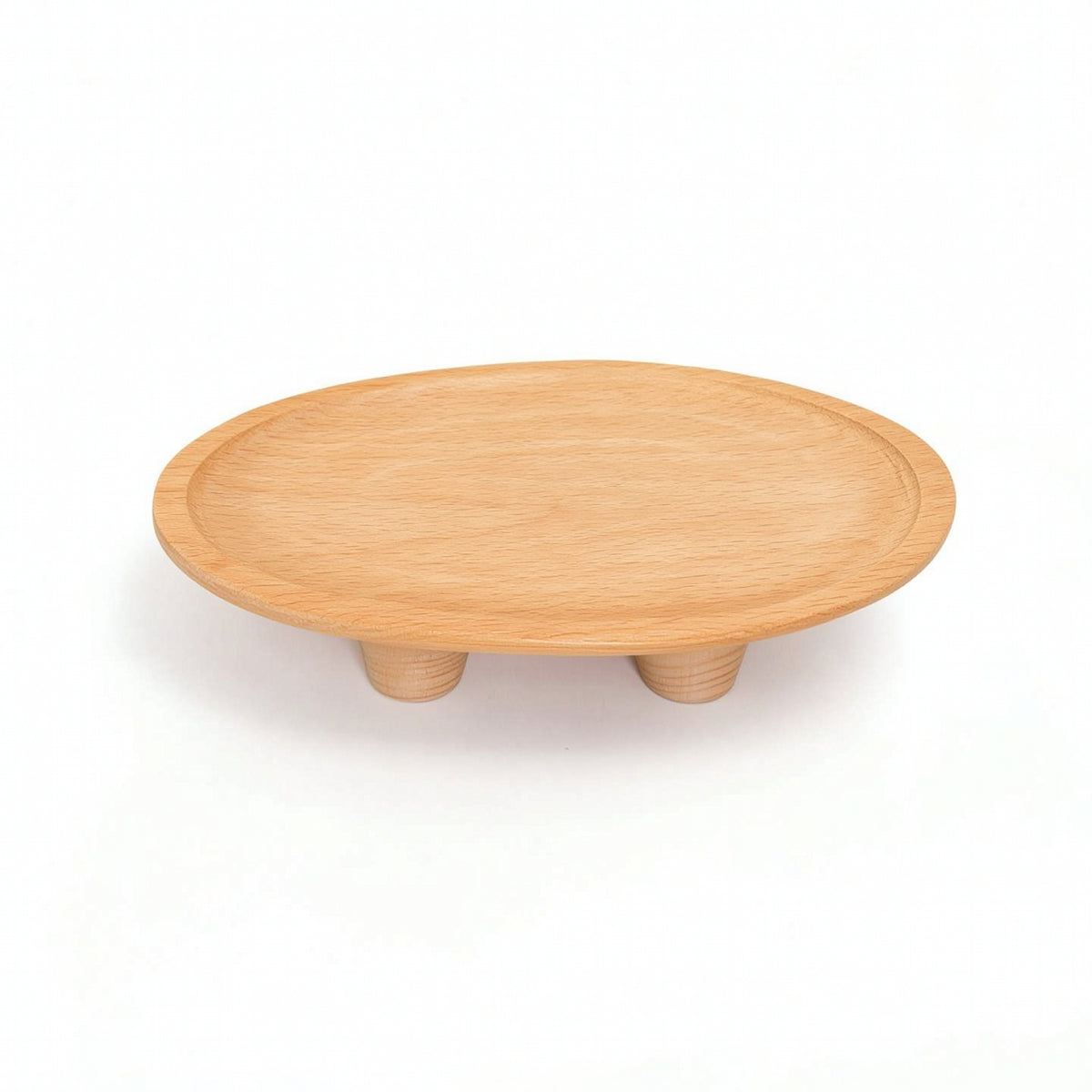 Minimalist Oval Wood Tray Compact Wood Tray with Curved Rim Sturdy Modern for Bedside Table