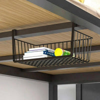 uncoveredGrid Under-Cabinet Hanging Basket Moisture-Resistant Under Shelf Wire Basket Hook-on Hanging Storage Bin Rectangular for Kitchen, Dorm Room