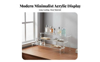 Acrylic Display Riser Detachable Design Tiered Display Stand Clear Step Shelf Easy to Assemble Acrylic Perfume Organizer