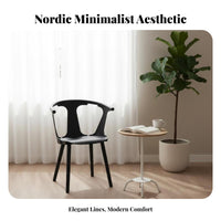 sturdy Wood Construction Curved Backrest Dining Chair Nordic Design Armchair Mortise and Tenon Joinery Wooden Seating Wabi-Sabi Aesthetic for Restaurant Owners, Interior Designers, Homeowners, Study Room, Cafe