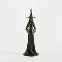 Gothic Tabletop Witch Statue Spooky Standing Witch Figure Dark Fantasy Statue with Tree Root Robe Mystical for Mantels