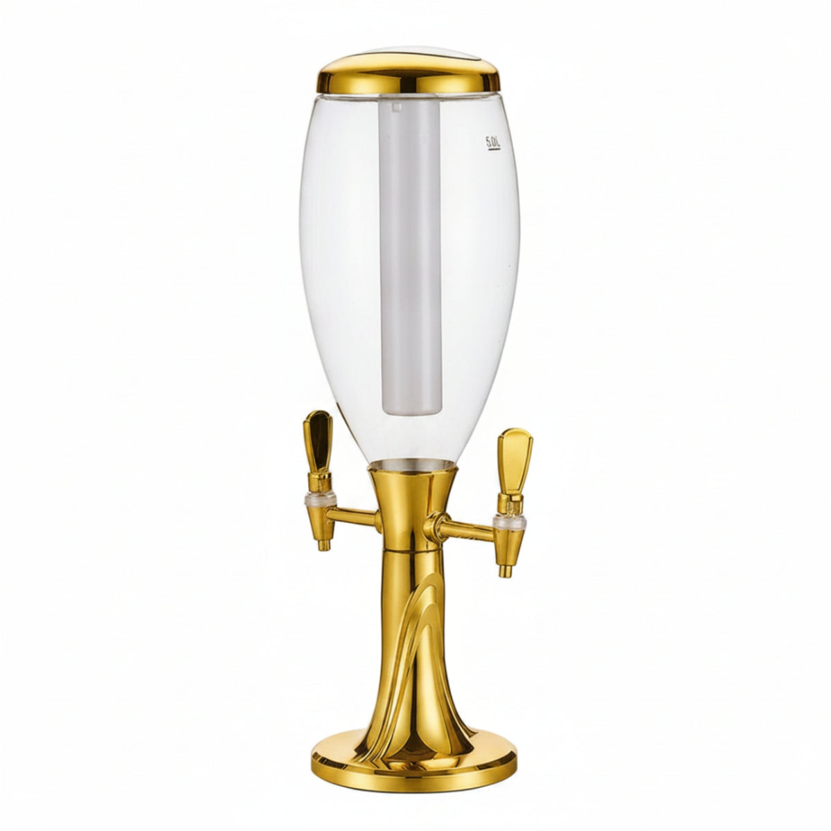 Chilled Beer Dispenser with Dual Taps Tabletop Beer Dispenser with Ice Tube Clear Drink Dispenser with Ice Column Sturdy for Bartenders