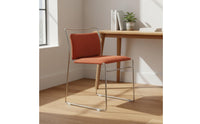Mid-Century-Century Modern Upholstered Sled Base Chair Soft Padded Backrest Bauhaus Design Dining Chair Seating Furniture for Cafe